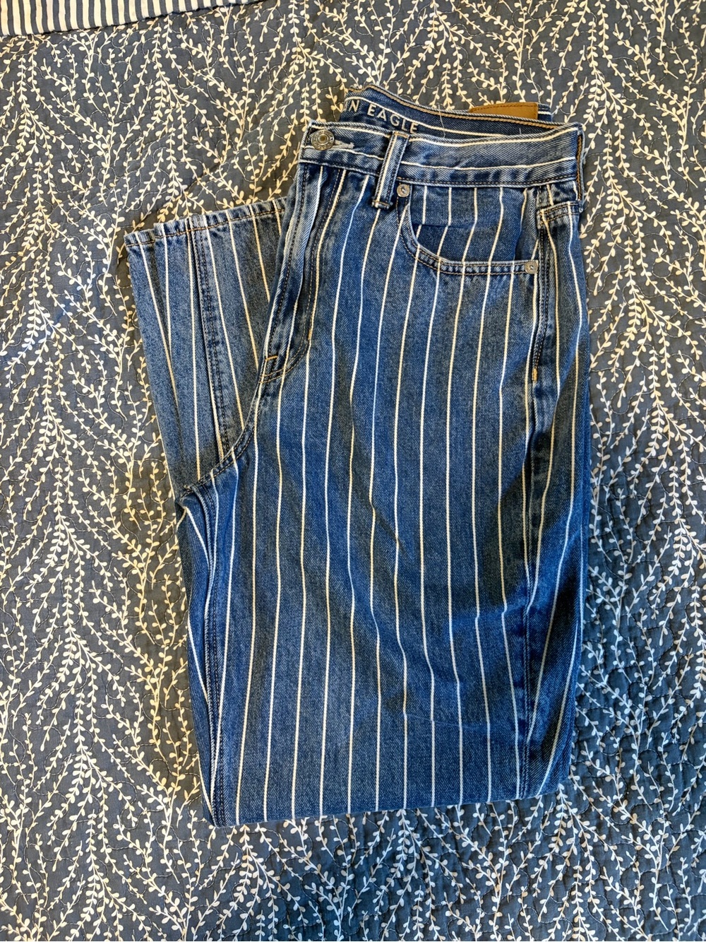 American Eagle Pin Stripe Mom Jeans